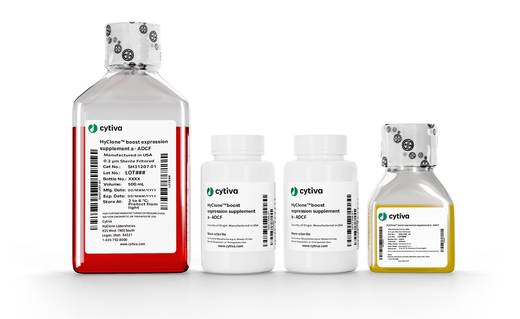 HyClone boost expression supplements a and b in liquid format and in a dry powder concentrated format 