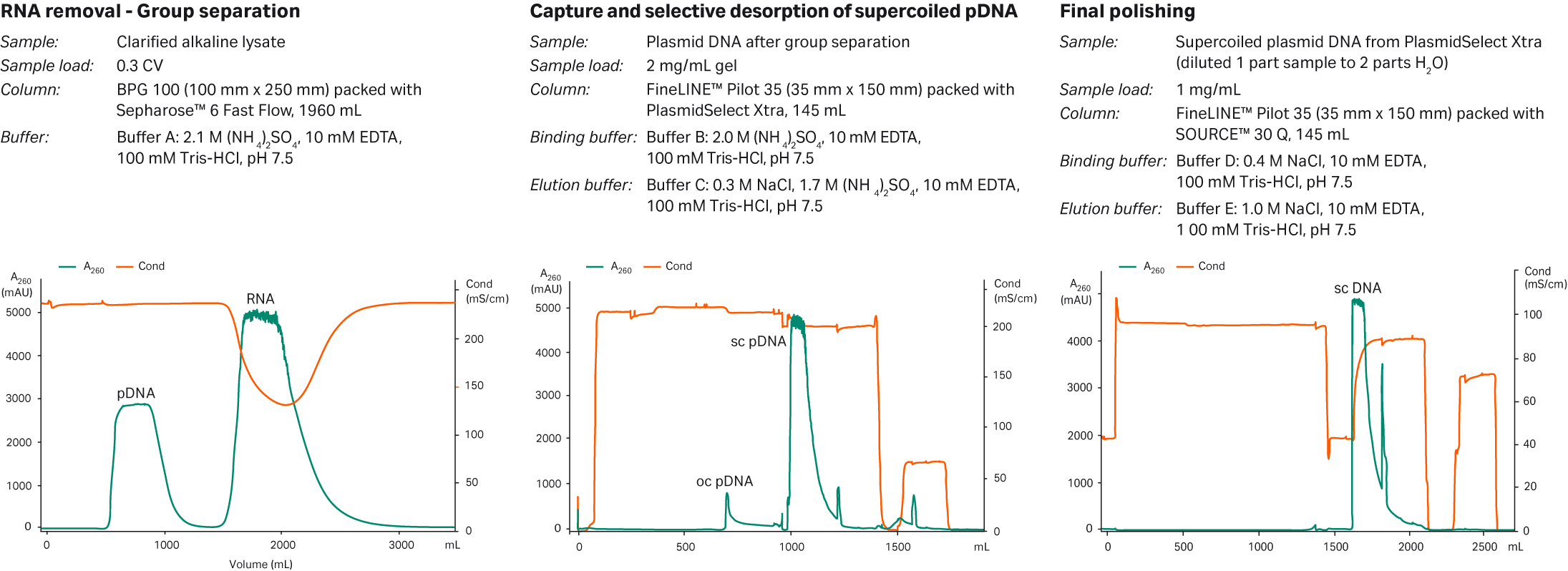 Three step supercoiled plasmid DNA purification Cytiva
