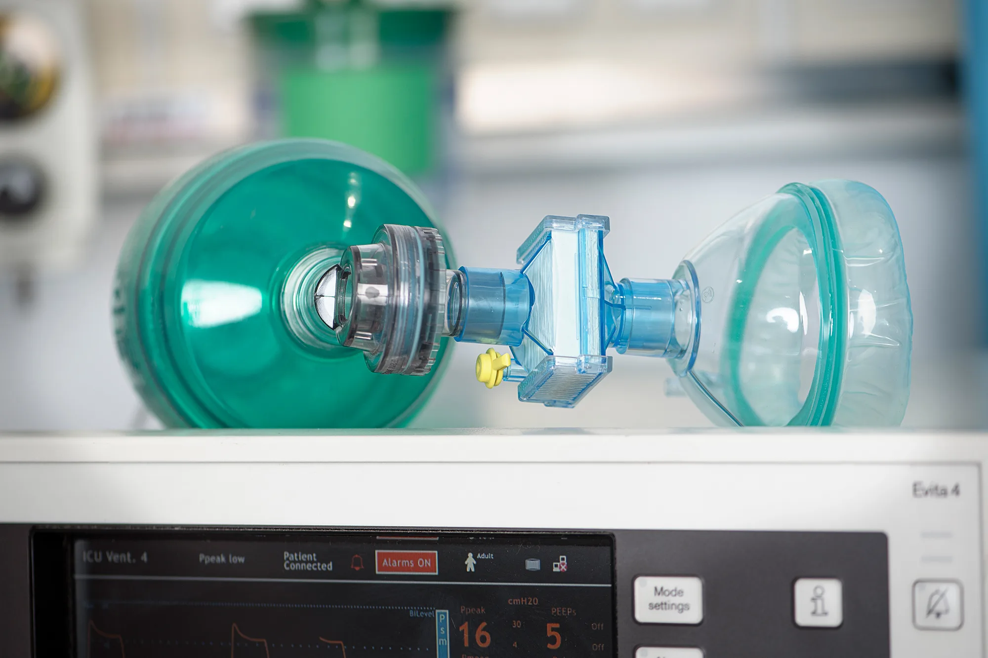 Anesthesia breathing filter in a healthcare facility