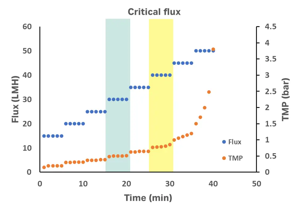 Graph showing a critical flux evaluation