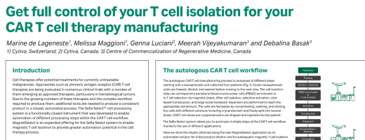 Sefia MagnetSelect performance for autologous CAR T manufacturing
