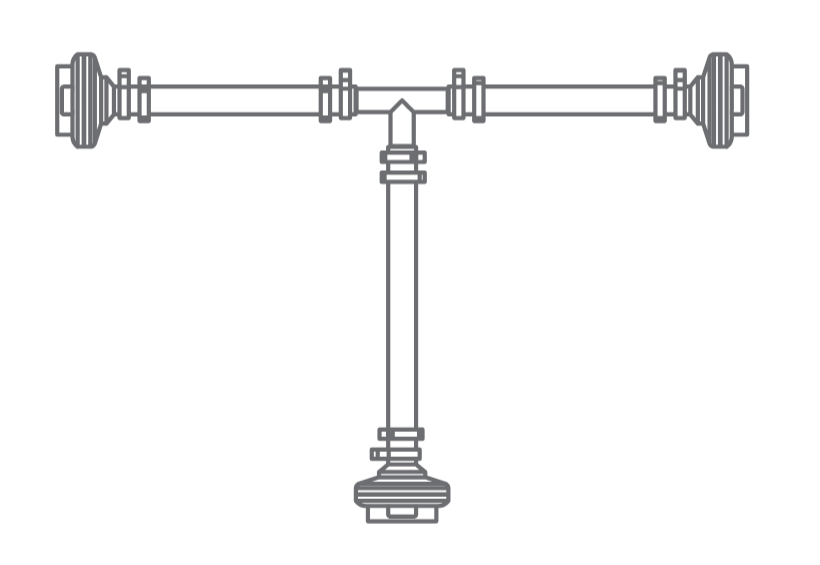 Drawing of the ReadyCircuit™ single-use jumper T manifold