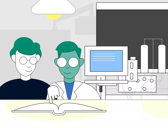 Two people side-by-side