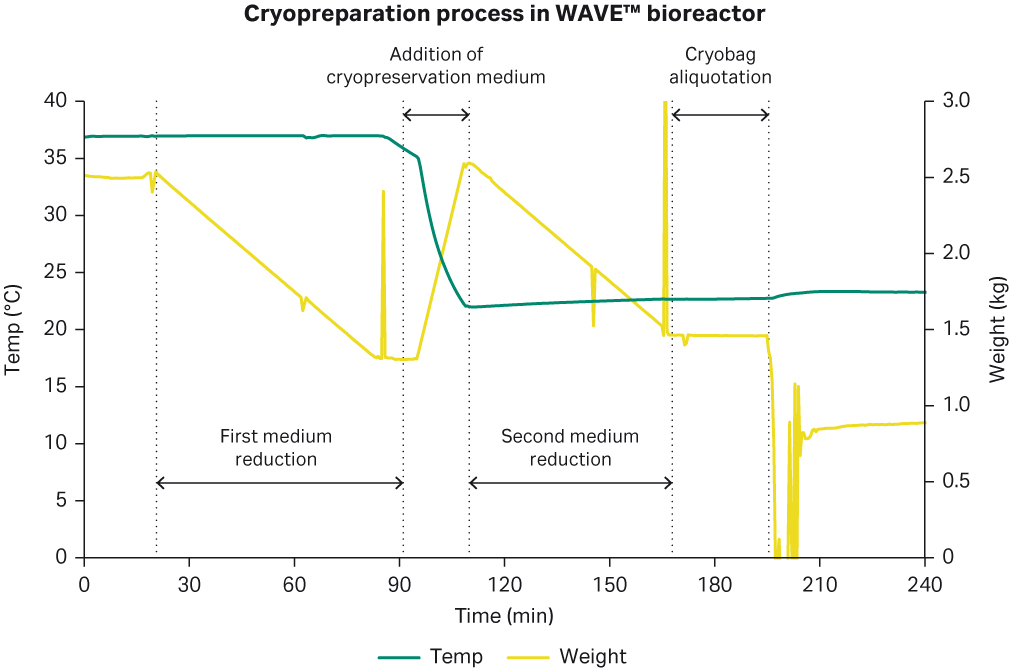 Cryopreparation process in WAVE™ bioreactor.