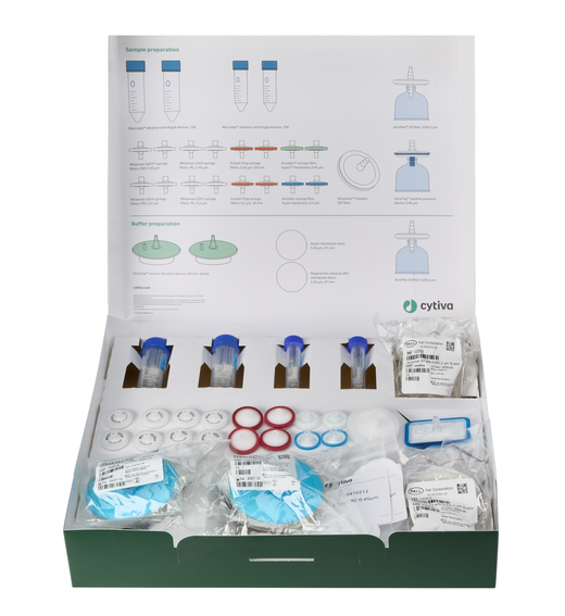 Image of the Cytiva Protein chromatgraphy start kit contents