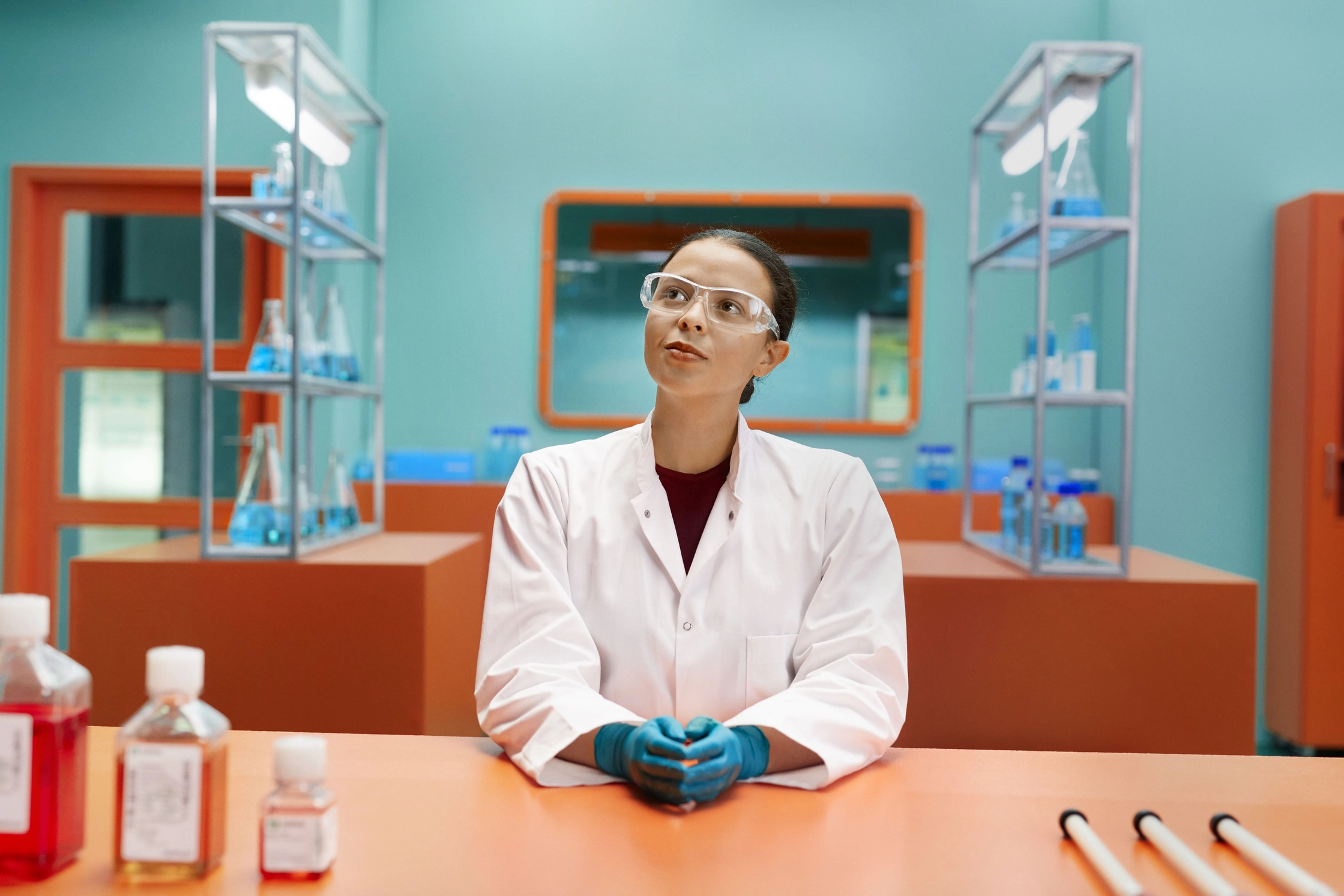 Scientists working in a biopharma laboratory
