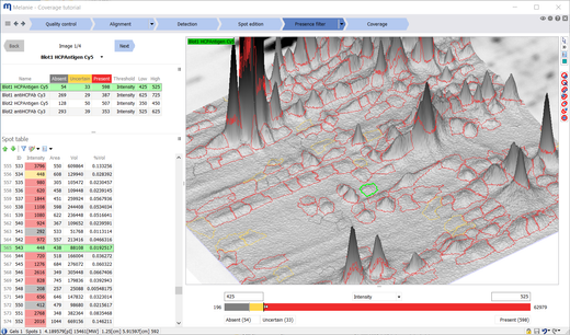Melanie 9 coverage software spot patterns screen image