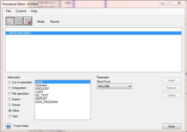 Recording operations for a procedure in UNICORN Evaluation Classic