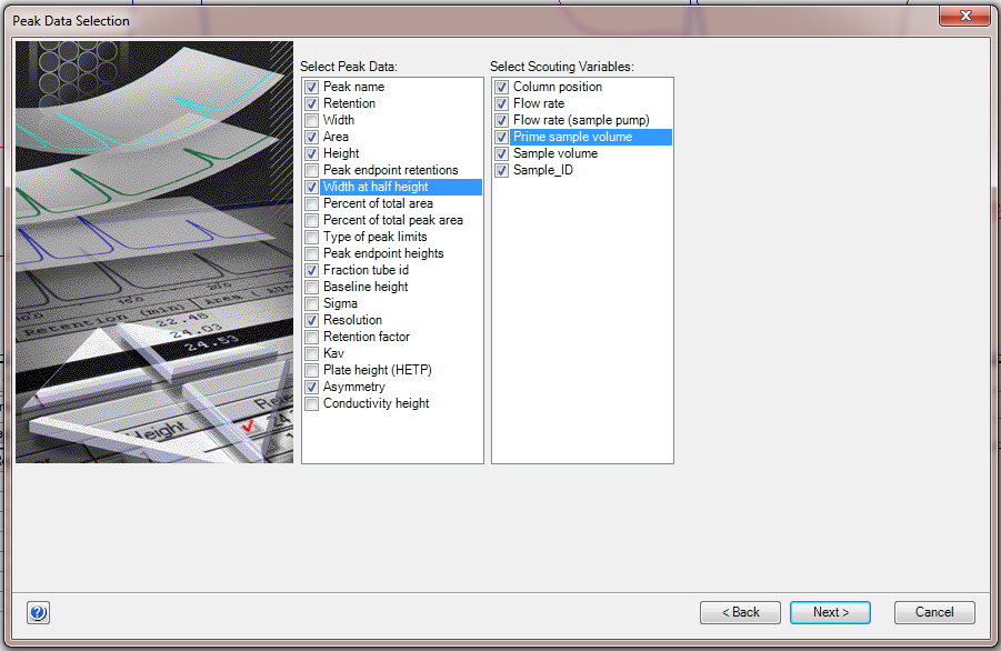 Selecting display criteria for multipeak comparison