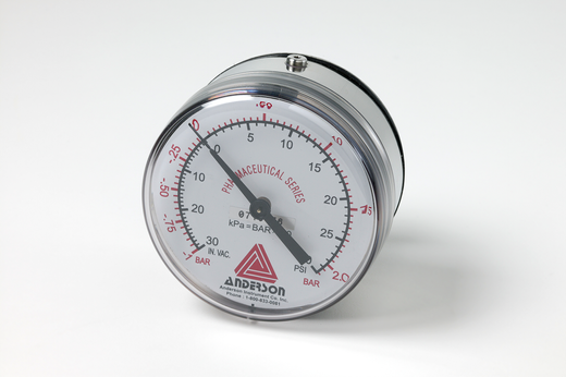 Vacuum/pressure gauge -2 to 2 barg (-30 to 30 psig),mechanically dampened