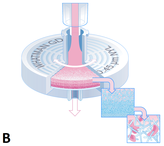 Schematic of Whatman GD/X syringe filter with pre-filtration stack