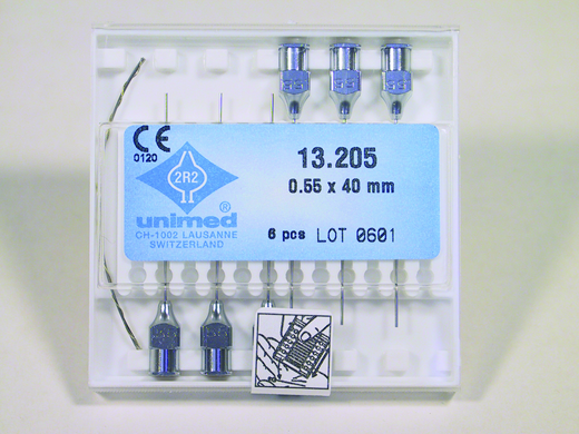Injection needles, blunt ends, OD 0.5 mm
