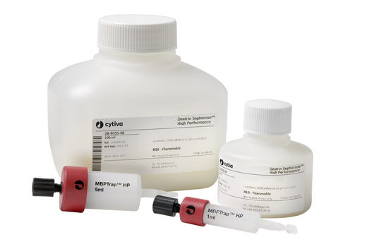 Two MBPTrap HP columns and two bottles of dextran Sepharose high performance resin