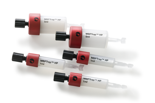 Two 5 mL MBPTrap HP columns and three 1 mL MBPTrap HP columns