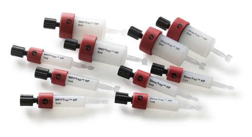 Four 5 mL MBPTrap HP columns and six 1 mL MBPTrap HP columns