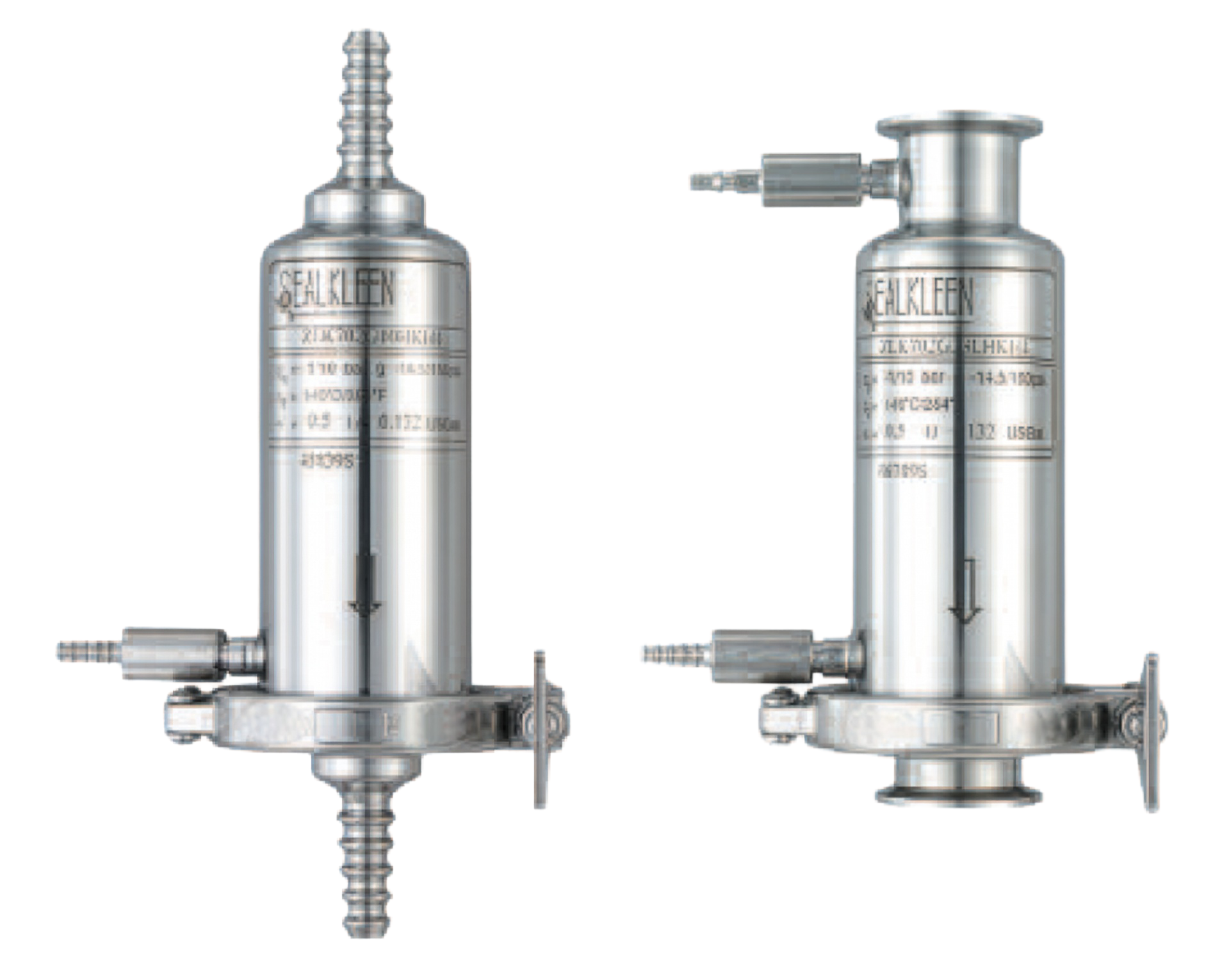 Sealkleen in-line stainless steel GMP filter housing with sanitary clamp connections