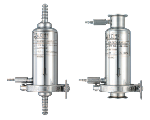 Sealkleen in-line stainless steel GMP filter housing with sanitary clamp connections