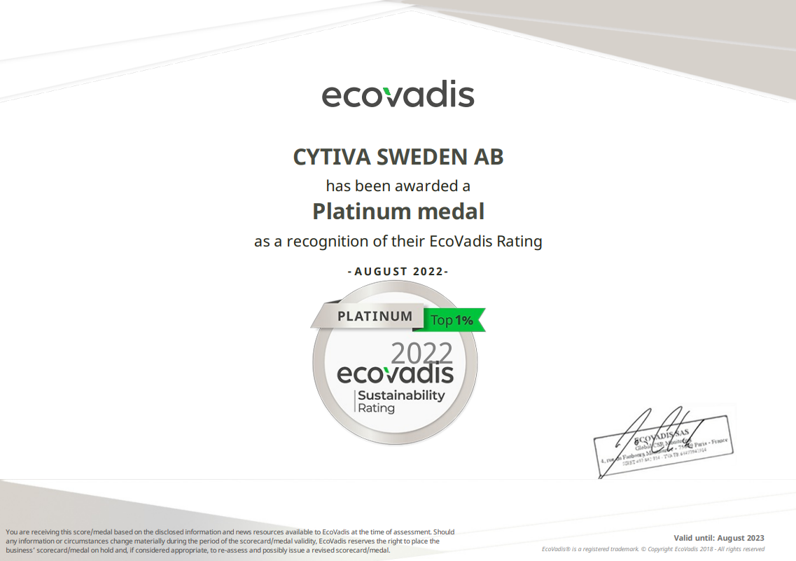 EcoVadis certificate