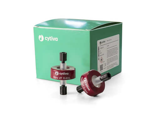 Image showing two 0.4 mL units of the Cytiva fibro dT device with their box
