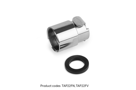 Adaptors - TAP ADAPTOR, 22 MM, FEMALE THREAD, VALVED